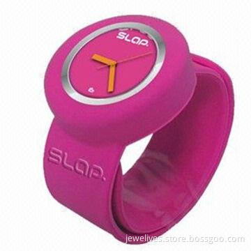 Silicone Slap Watch, 100% Silicone with High Elasticity Steel, OEM/ODM Orders are Welcome